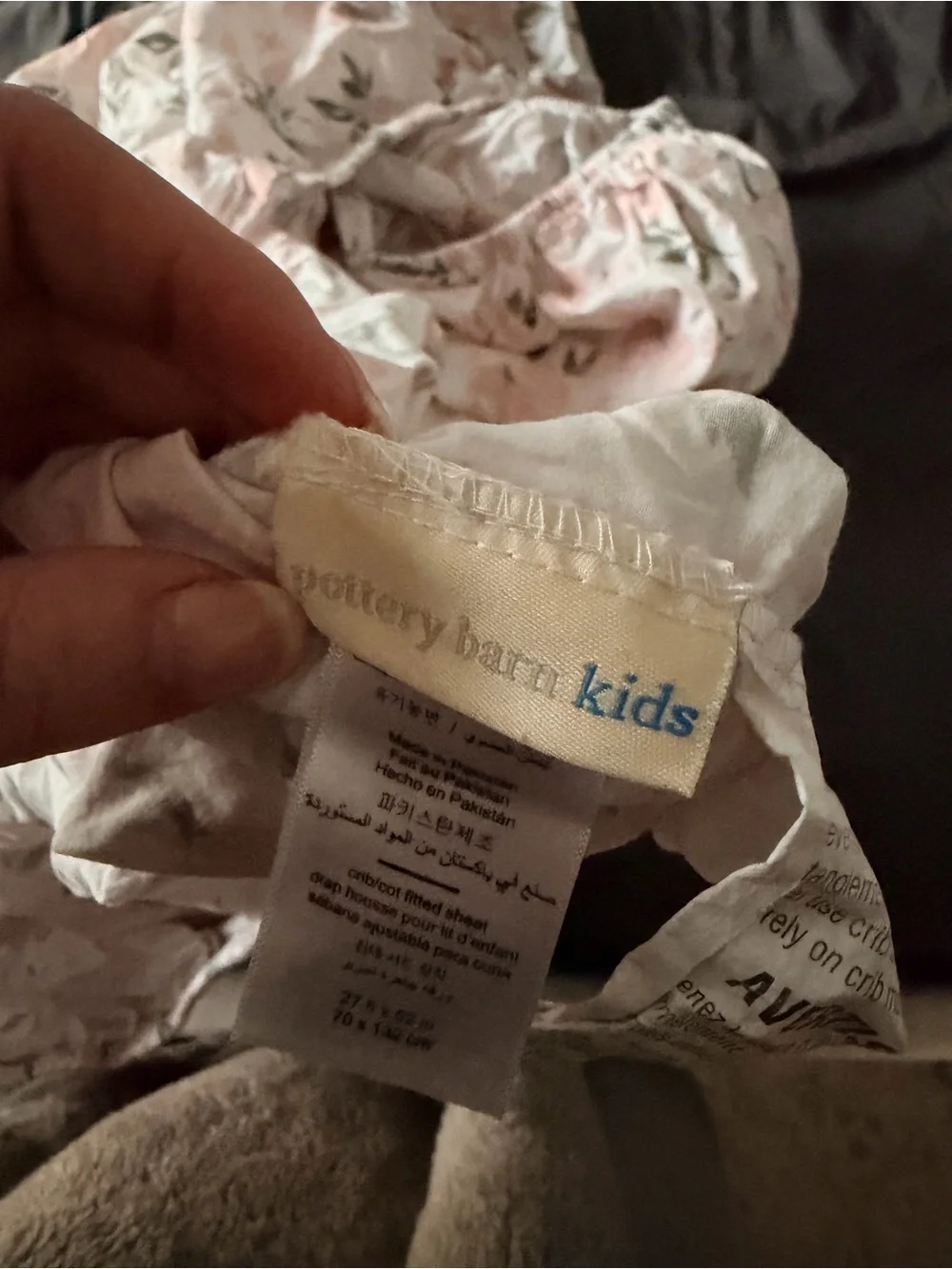Pottery Barn crib Kids Pink and Green Floral Cotton Sheet Set